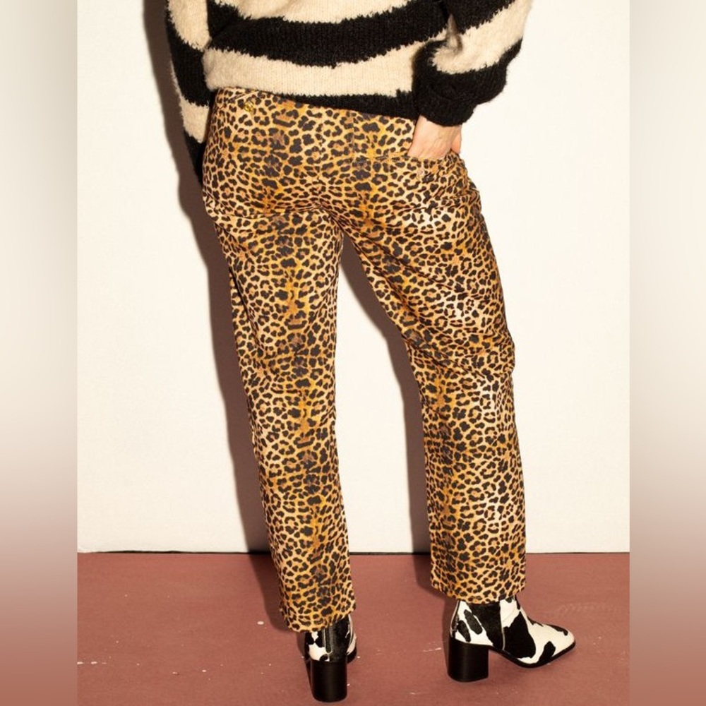 House Of Sunny Jungle Jessie Denim Leopard Print  Pants Jeans size 6